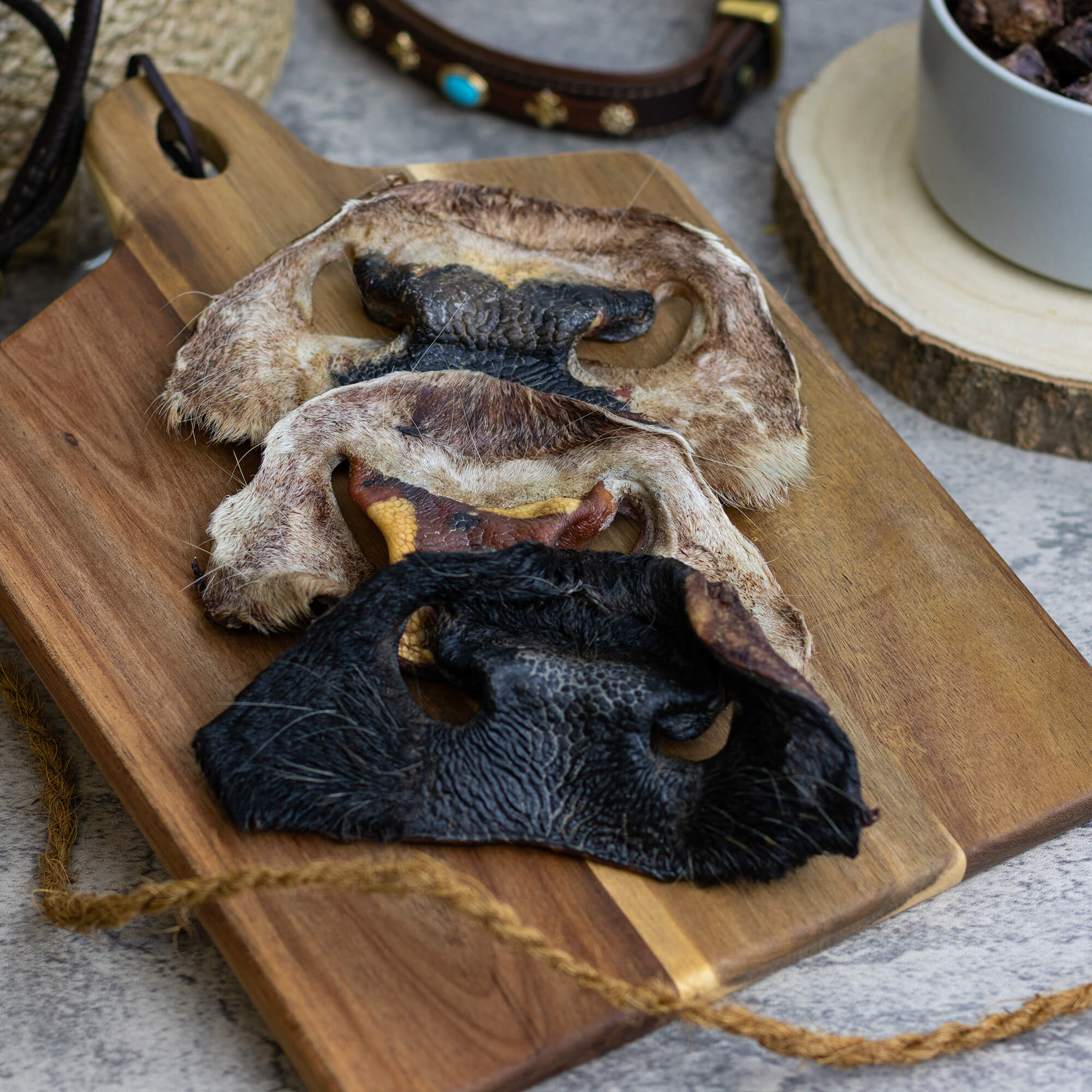 Rindernasen mit Fell getrocknet